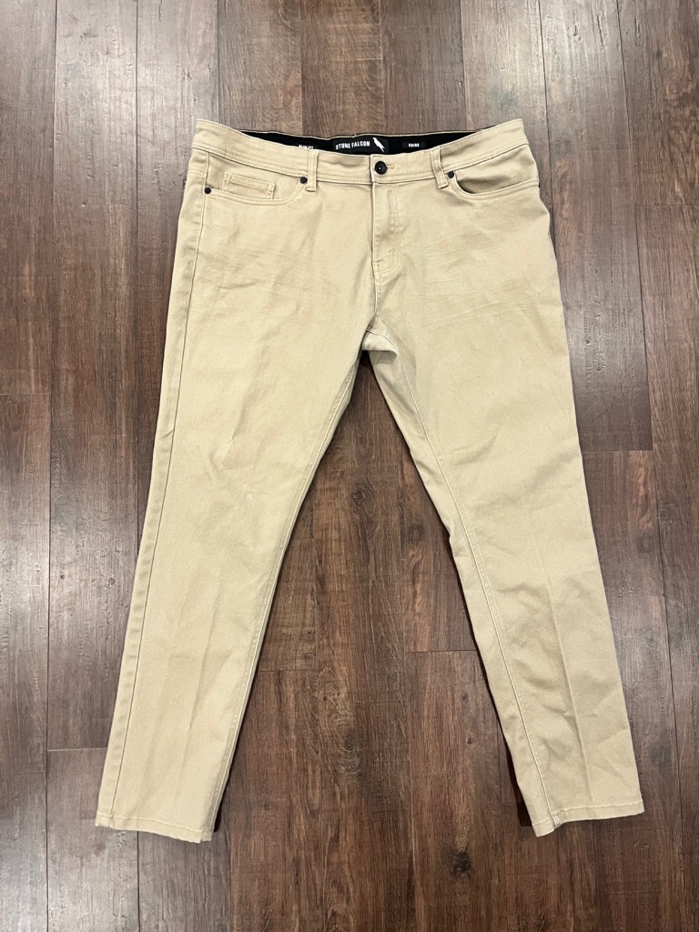 STONE FALCON Slim Fit Beige Khaki Denim Jeans Men's Size 38x32